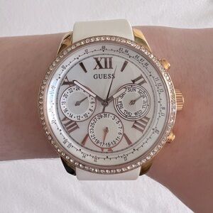 Guess Women's Gold and White Watch